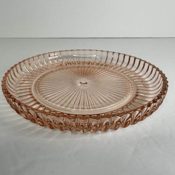 Anchor Hocking QUEEN MARY Pink Depression Glass Berry Candy Bowl Plate Set 1940s - Picture 8 of 15